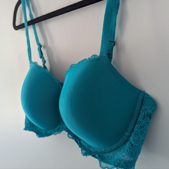 Victoria's Secret Dream Angels Lined Demi Bra Size 36D Turquoise - Picture 1 of 6